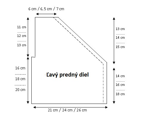 návod na predný diel háčkovaného svetríku pre deti